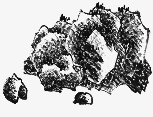 奇石头水墨画