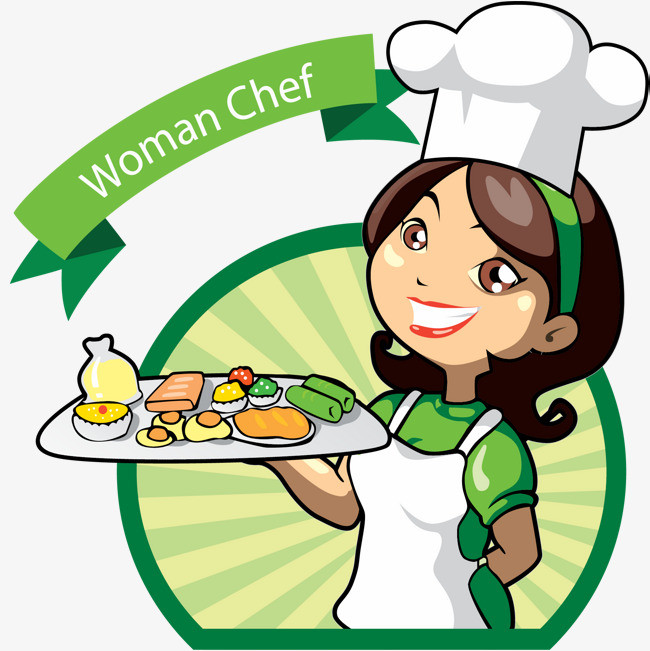 烹饪女厨师做美食插画