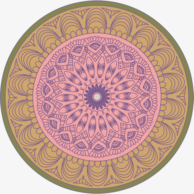 咖啡色简约花纹圆圈装饰图案png素材-90设计