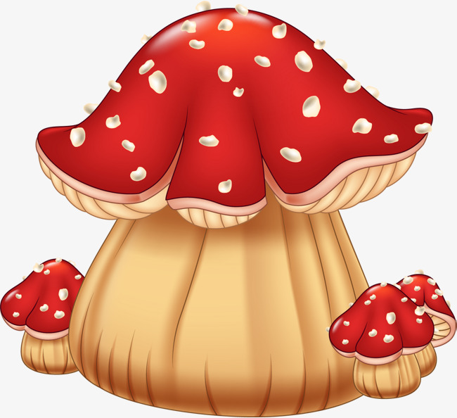 红色简约蘑菇装饰图案