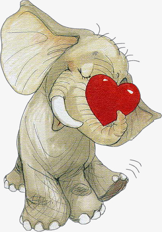 手绘大象和心