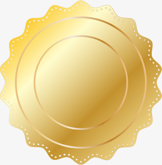 黄色简约勋章装饰图案png素材-90设计