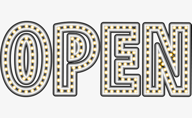 黄色简约open艺术字