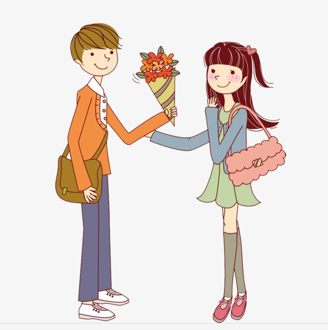 手绘卡通_手绘情侣png素材-90设计