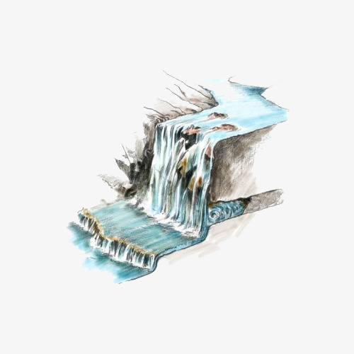 手绘_卡通瀑布素材-90设计