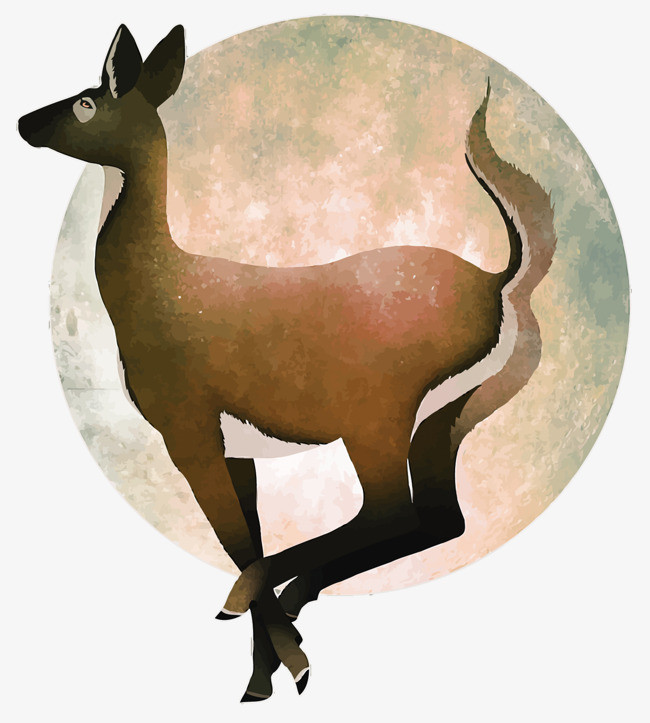 剪纸风格母鹿公鹿插画