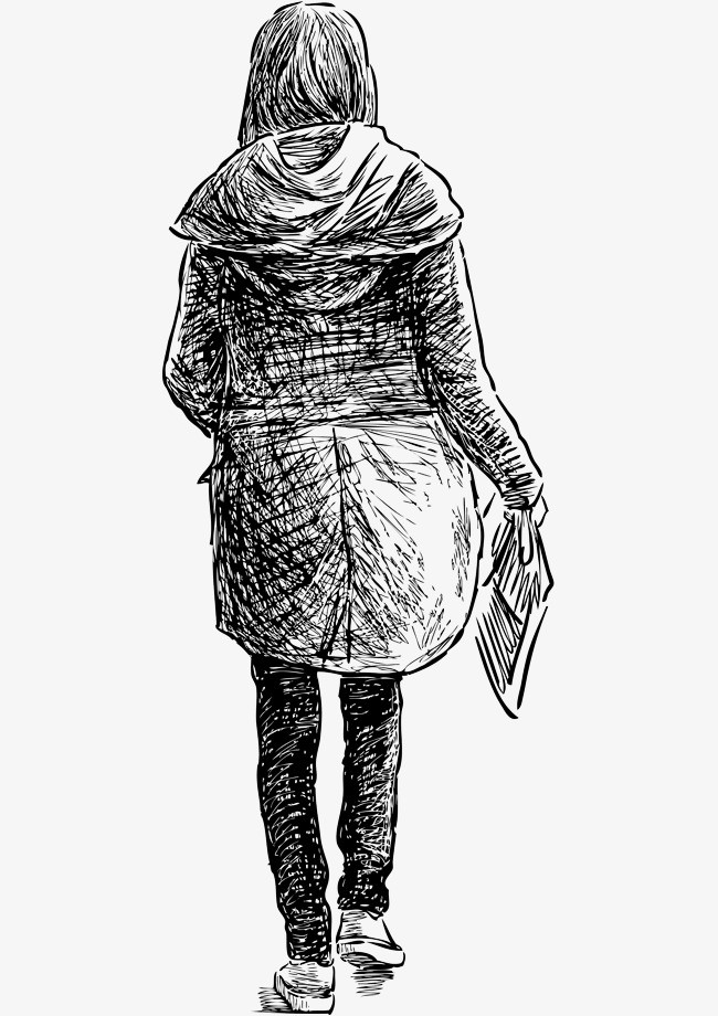 中国风长发妈妈背影