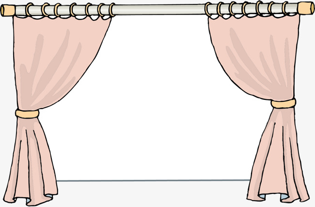 卡通粉色窗帘矢量