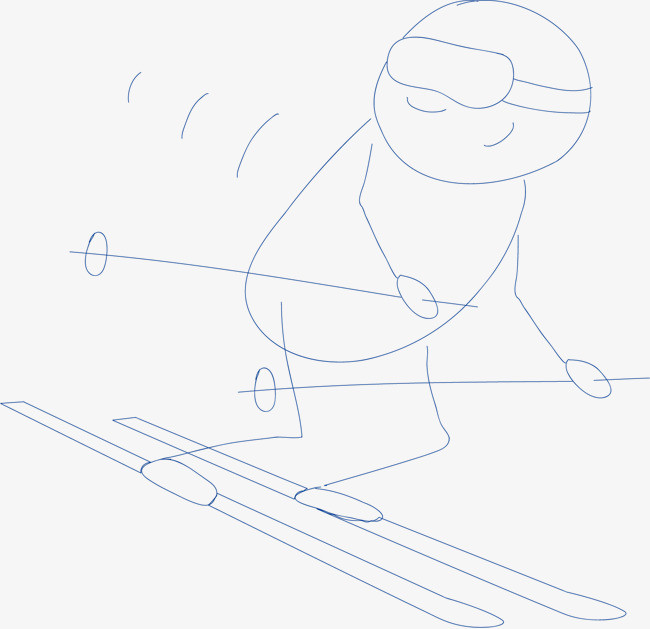 矢量手绘滑雪火柴人