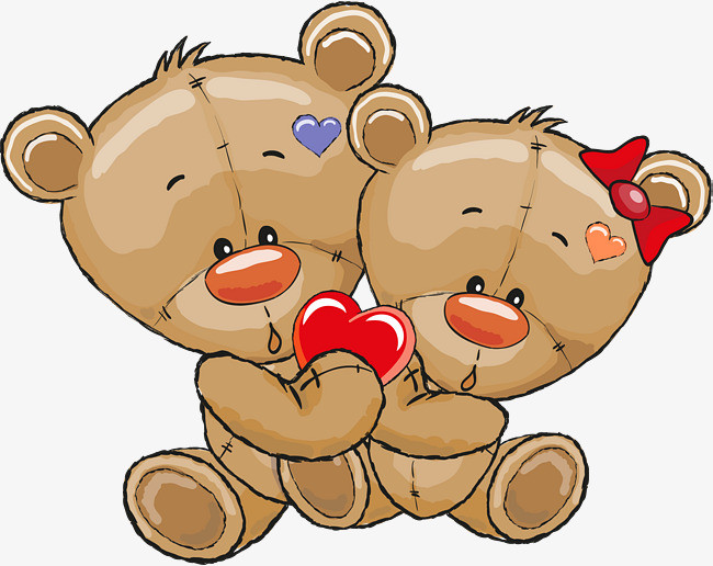 咖啡色卡通爱心小熊