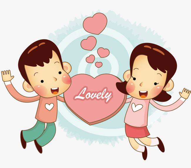 拿着爱心的情侣