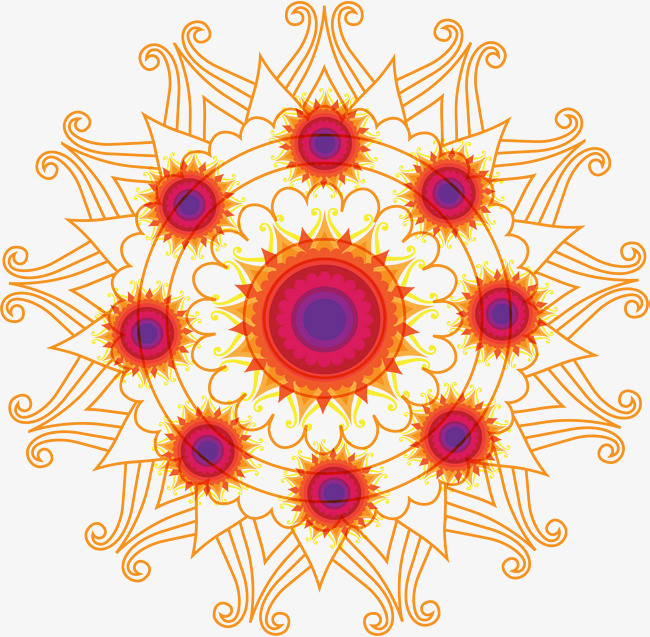 复古手绘太阳花纹