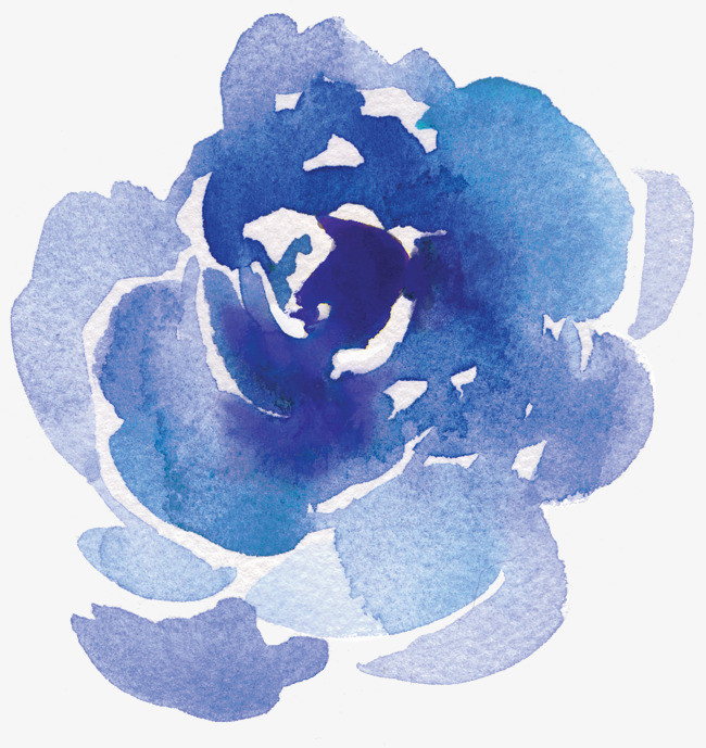 蓝色手绘花朵