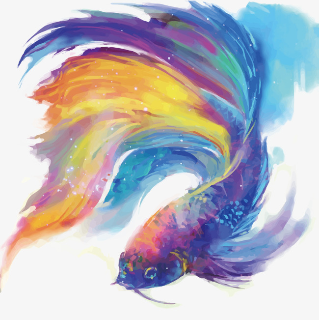 手绘矢量红色金鱼