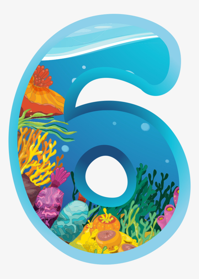蓝色数字6png素材-90设计