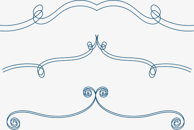 蓝色手绘线条装饰框png素材-90设计