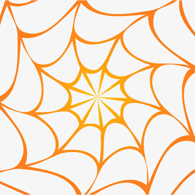 橙色简约蜘蛛网png素材-90设计
