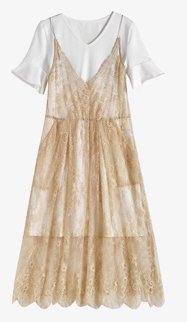 金色网纱蕾丝裙素材图片免费下载_高清png_cnc娱乐_cnc娱乐平台_cnc