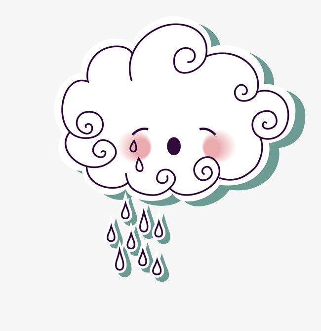 雨滴装饰下雨雨季白云云朵插画元素