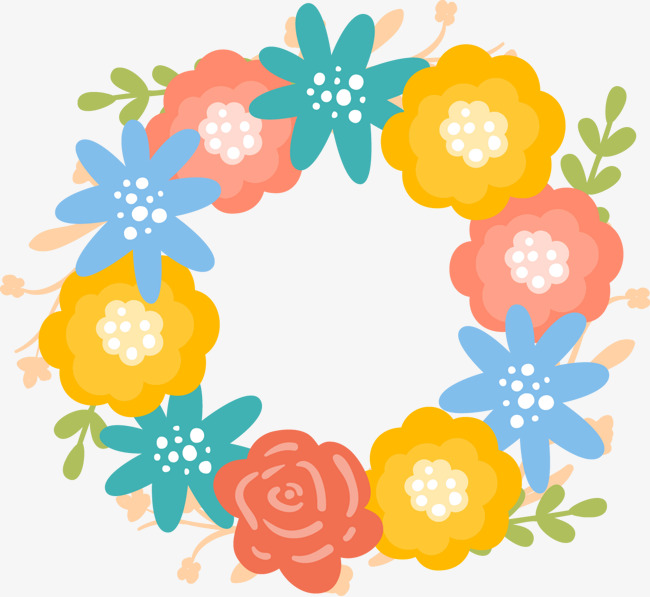 手绘卡通_手绘花环png素材-90设计