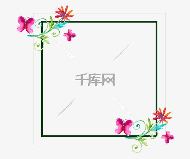 【矢量图手绘红色花朵装饰框】设计素材