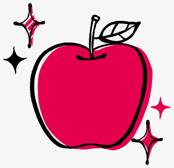 手绘卡通_手绘苹果png素材-90设计