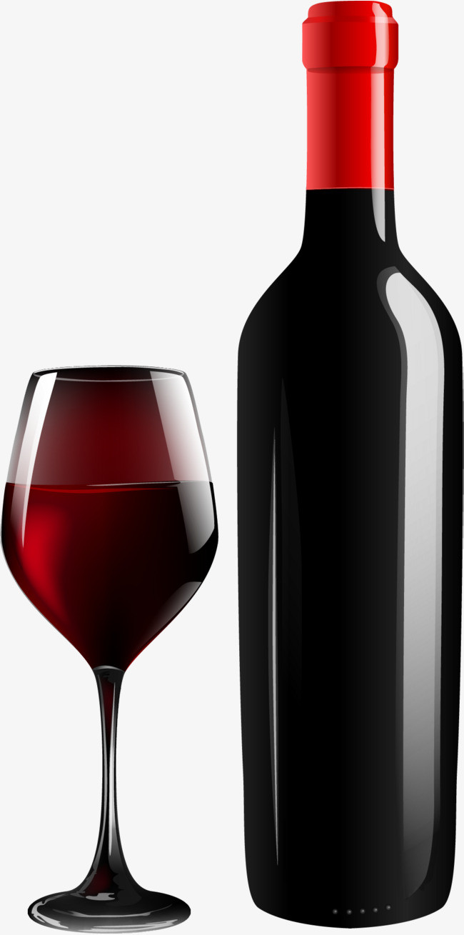 黑色简约红酒png素材-90设计