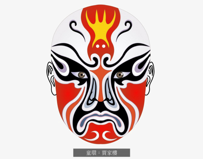 京剧脸谱中式复古传统金色中国风立体免抠元素