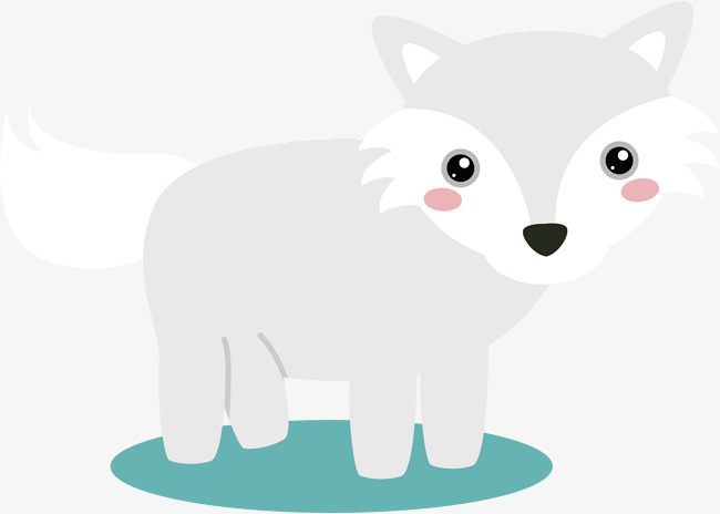 矢量手绘白色小狐狸