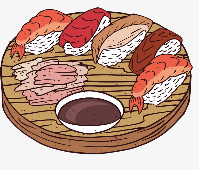 矢量手绘美味生鱼片