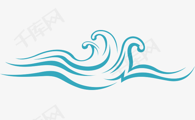 卡通湖水波浪卡通湖水自然风景蓝色手绘湖水线条波纹河水