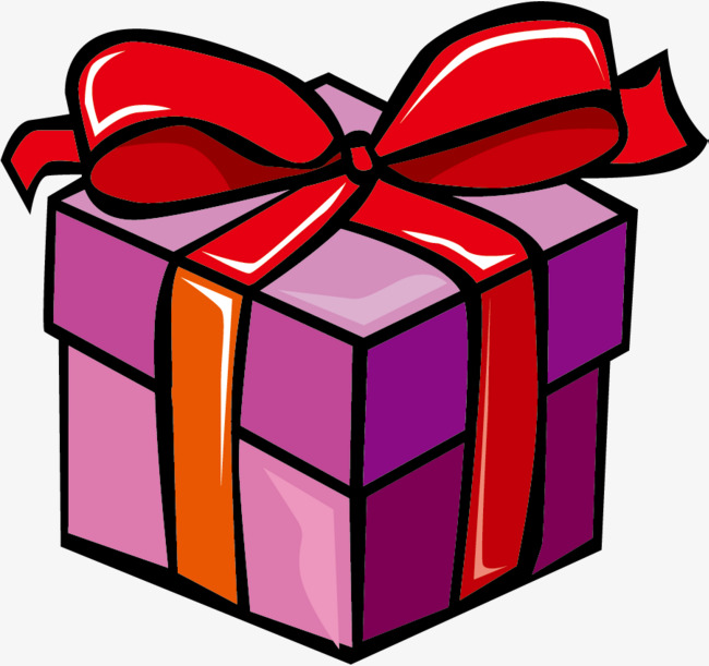 紫色卡通节日礼物