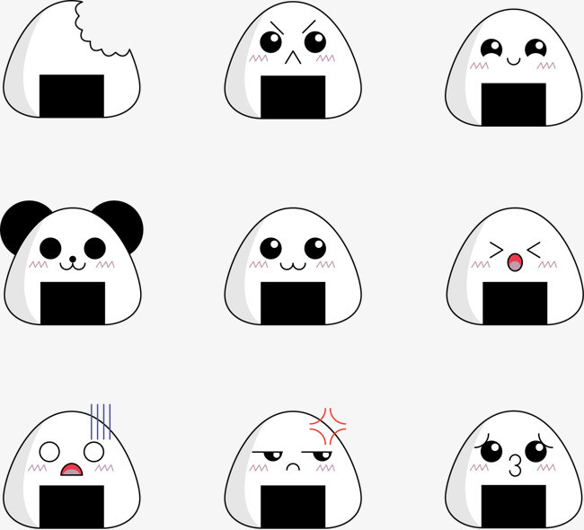 9款可爱三角饭团图标矢量素材