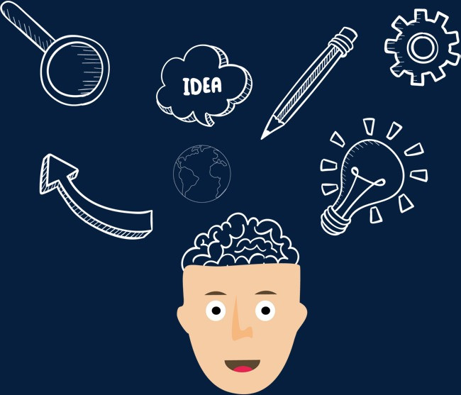 蓝色大脑思维装饰图案