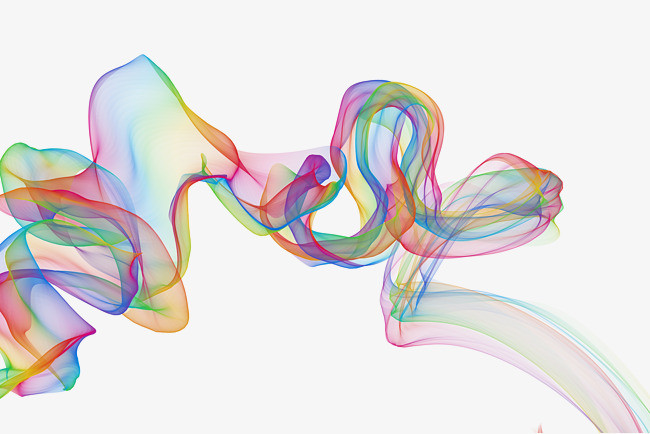 七彩彩色丝绸缎带流动飘带线条元素