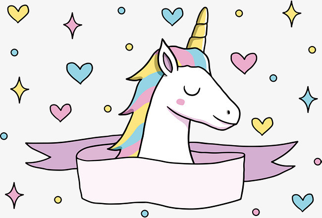 浪漫爱心花纹独角兽海报