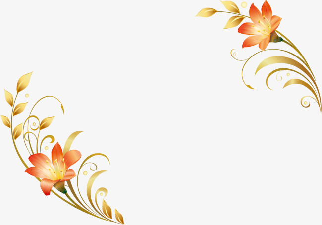 金色花朵油菜花卡通插画绿色植物元素