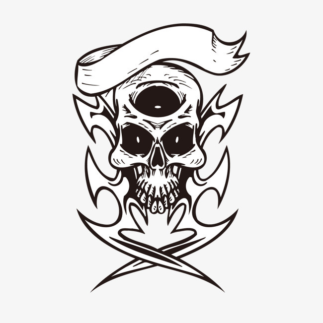 万圣节手绘卡通黑白装恐怖小丑骷髅