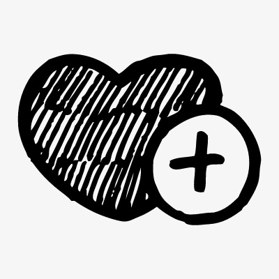 手绘黑白线条爱心素材