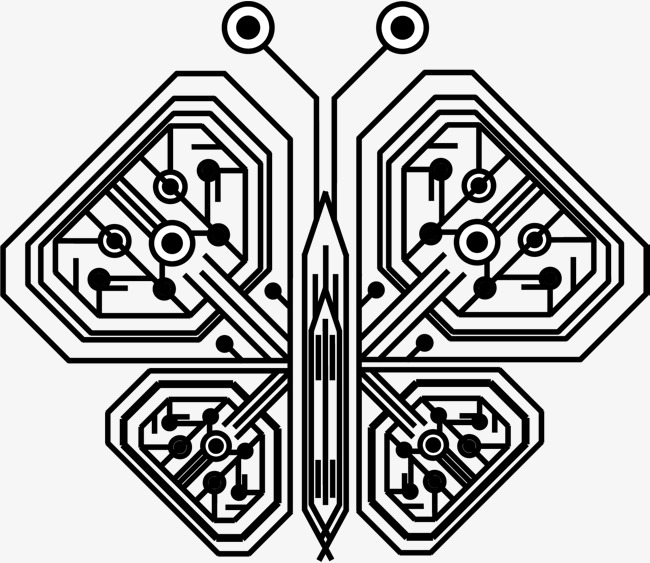 手绘金色科技电路板