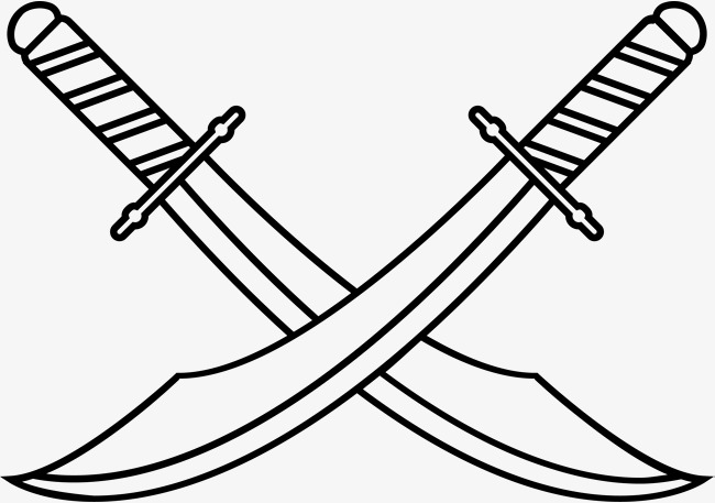 双刀剑客插画装饰侠客黑色人物剪影元素