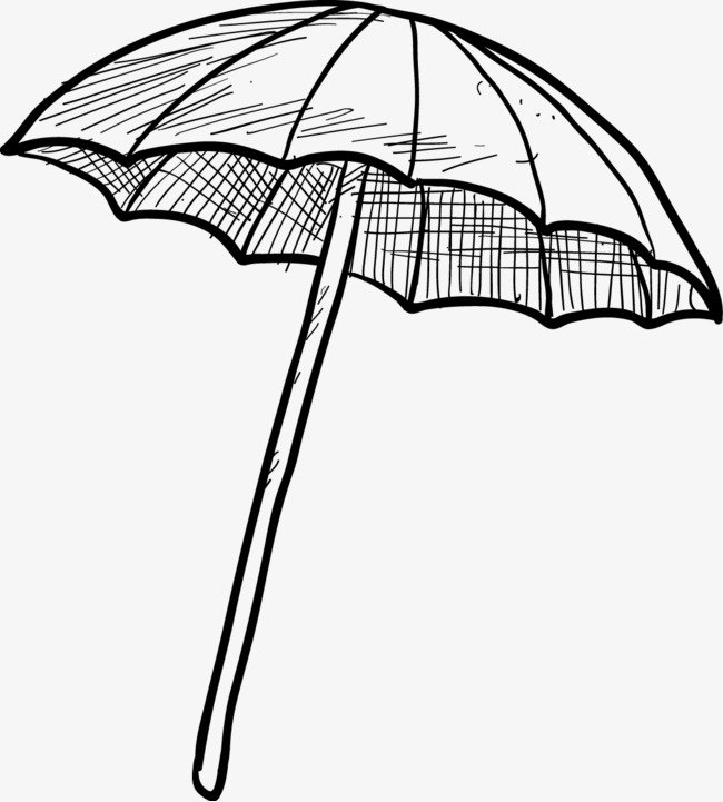 手绘下雨雨伞关着的雨伞雨水免抠图元素