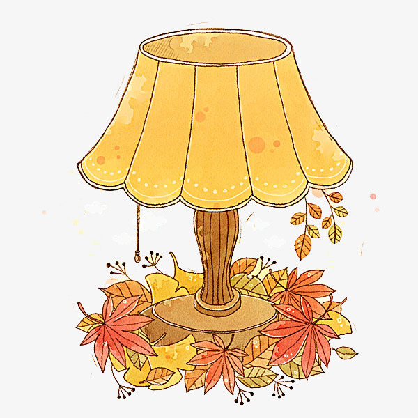 卡通女孩写作业学习手绘女孩台灯书本