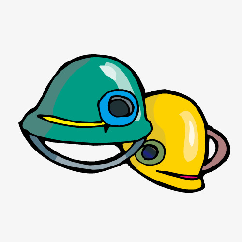 安全帽工具黄色帽工地高清矢量卡通手绘