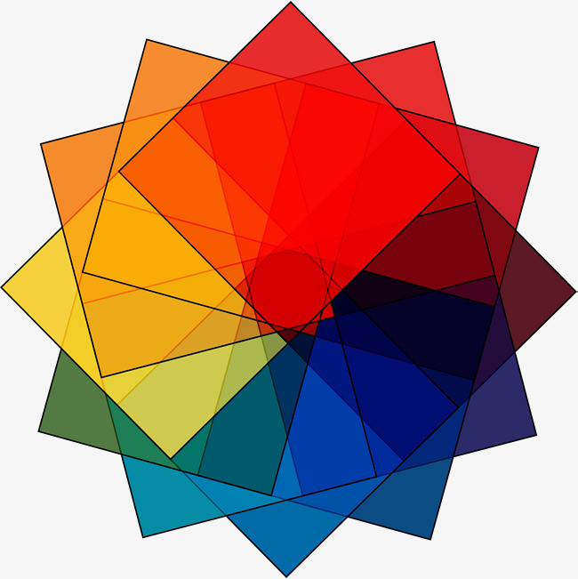 水彩彩色好看正方形图案