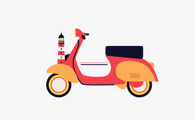 矢量卡通可爱质感三轮车png