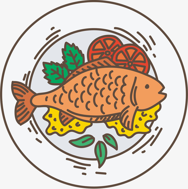 装在盘子里的鱼怎么画图片