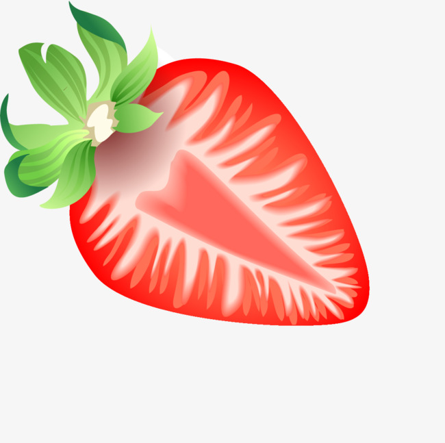 卡通手绘水果红色奶油草莓切片插画设计