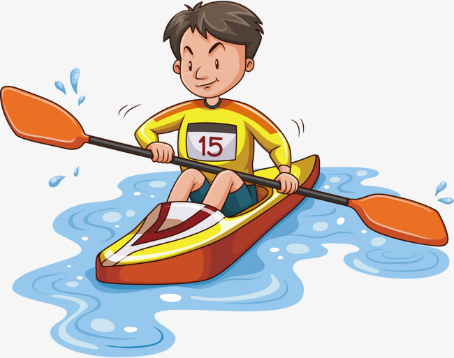 绿色清明节装饰卡通小船划水插画元素