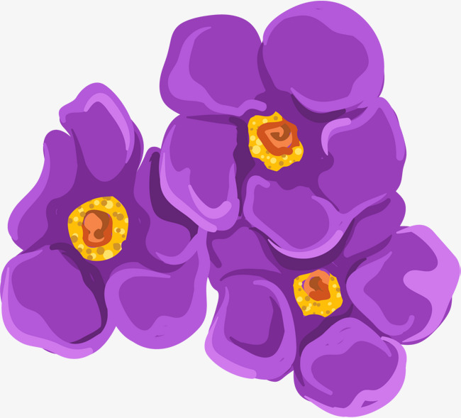 手绘卡通紫色浪漫漂浮花朵